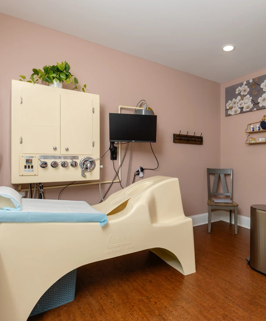 The private colon hydrotherapy suite at JL Therapeutics in Rochester, Michigan